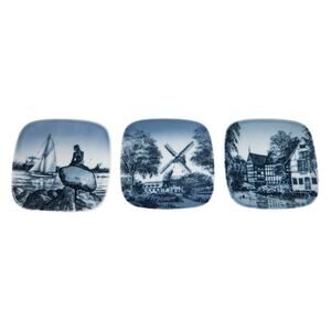 Lot Of 3 Vintage Bing & Grondahl Collectible Plate Square Plaquette Kjeld Bonfil